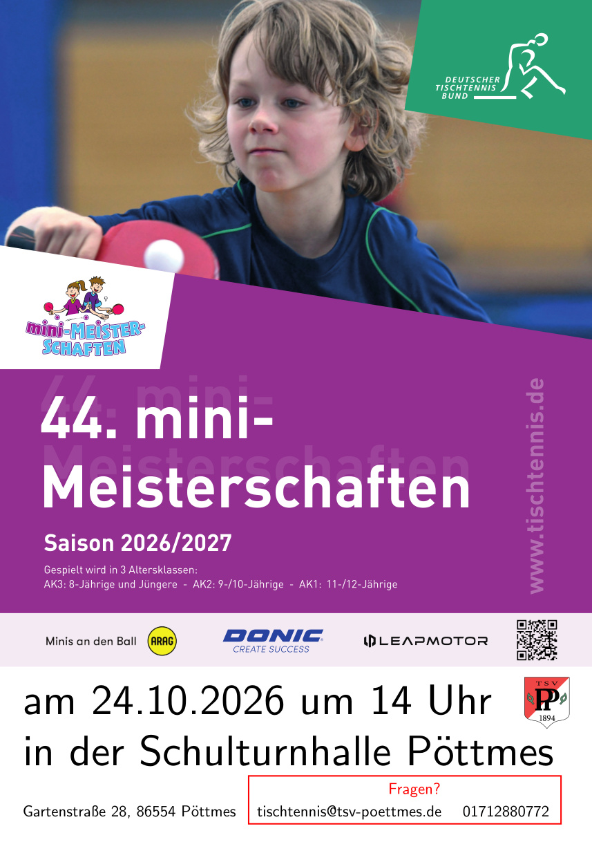 Tischtennis: Ortsentscheid der Mini-Meisterschaften 2026